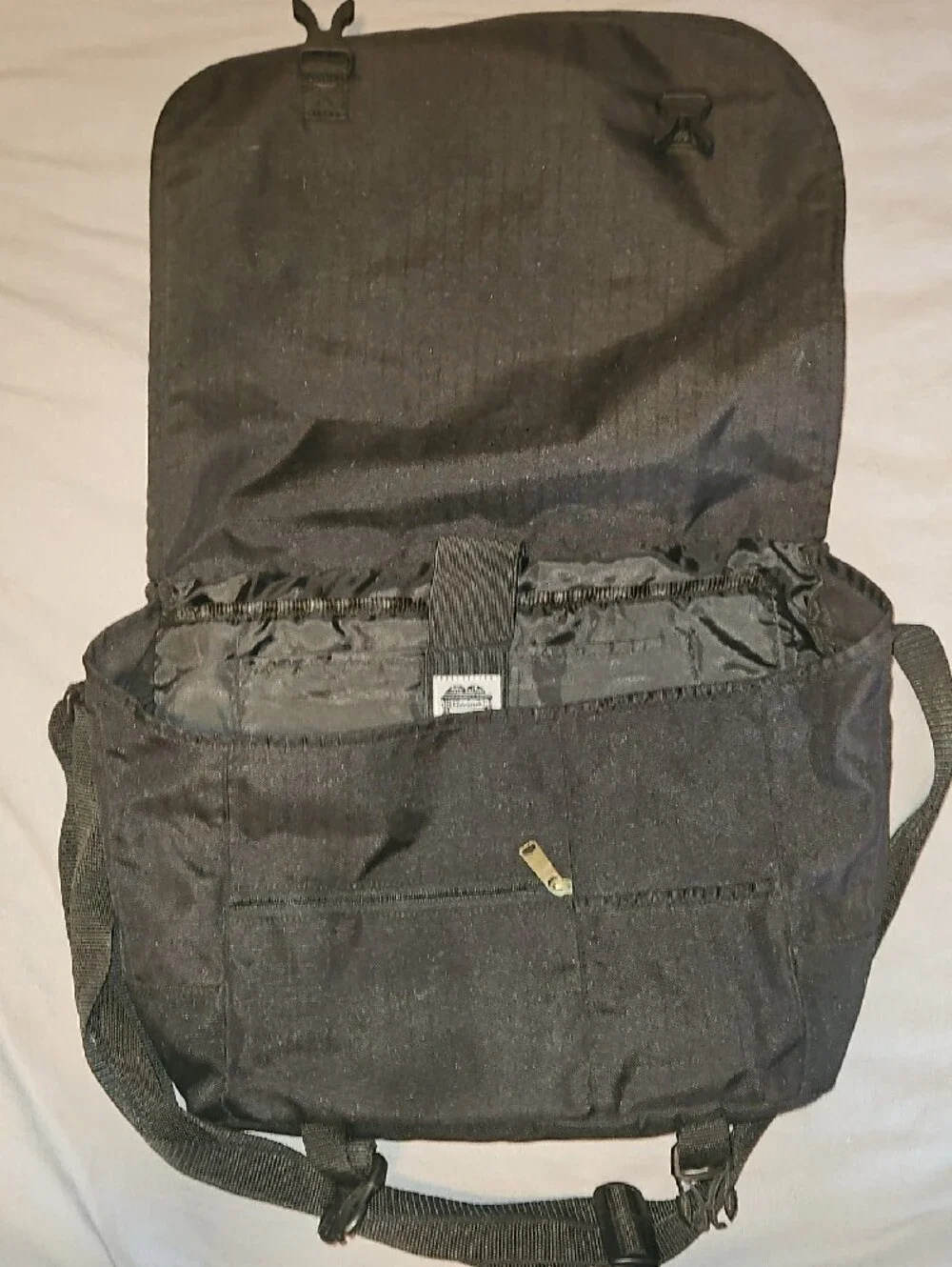 Carhartt Black Canvas Messenger Bag with Gold Accent